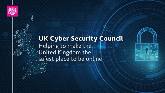 UK Cyber Security Council graphic; text reads "Helping to make the United Kingdom the safest place to be online"