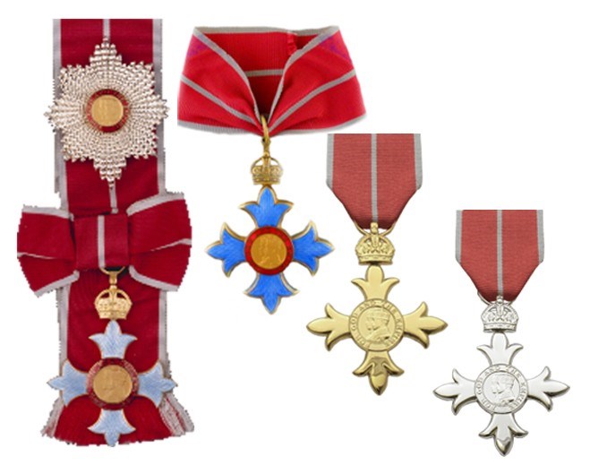 Collection of four medals on red ribbons