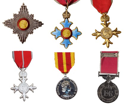 montage of UK Honours medals