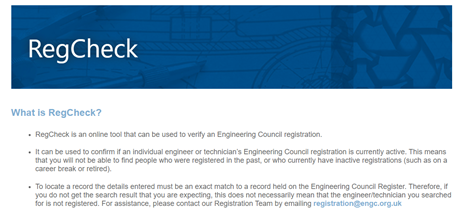 Screenshot of RegCheck tool