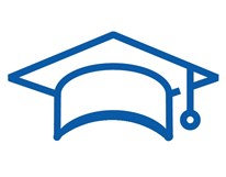 Line illustration of a mortarboard