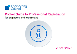 Text reads "Pocket Guide to Professional Registration for engineers and technicians 2022/2023"