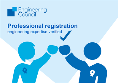 Leaflet front cover; text reads "Professional registration - engineering expertise verified"