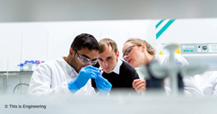 Biomedical engineers conduct experiments for blood filtering treatment